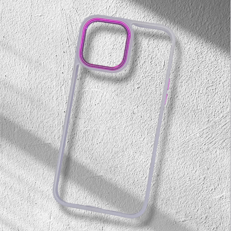 Premium Transparent Side Purple Bumper Case With Chrome Camera Protection For iPhone 13 Pro Max