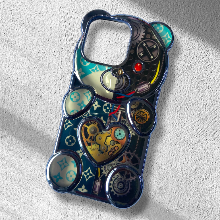 Premium Chrome Teddy Bear Protective Case For iPhone 14 Pro Max