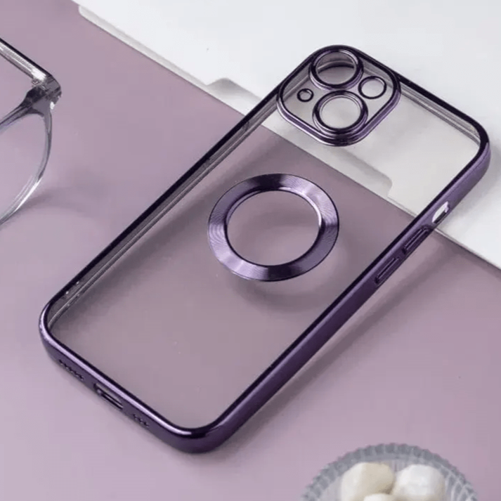 Premium Chrome Logo Cut Case With camera Protection For iPhone 14 Plus