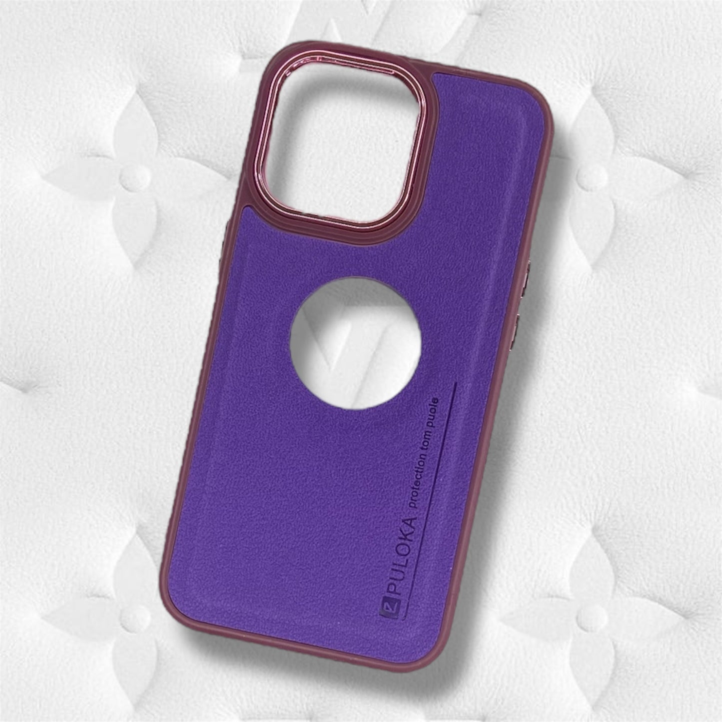 Premium Leather Protective Case With Logo Cut For iPhone 14 Pro