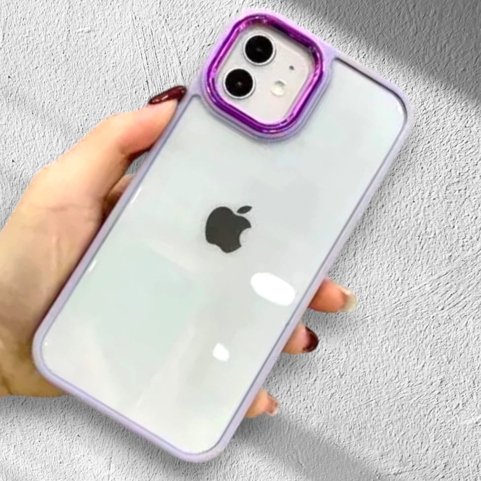 Premium Transparent Side Purple Bumper Case With Chrome Camera Protection For iPhone 13 Pro