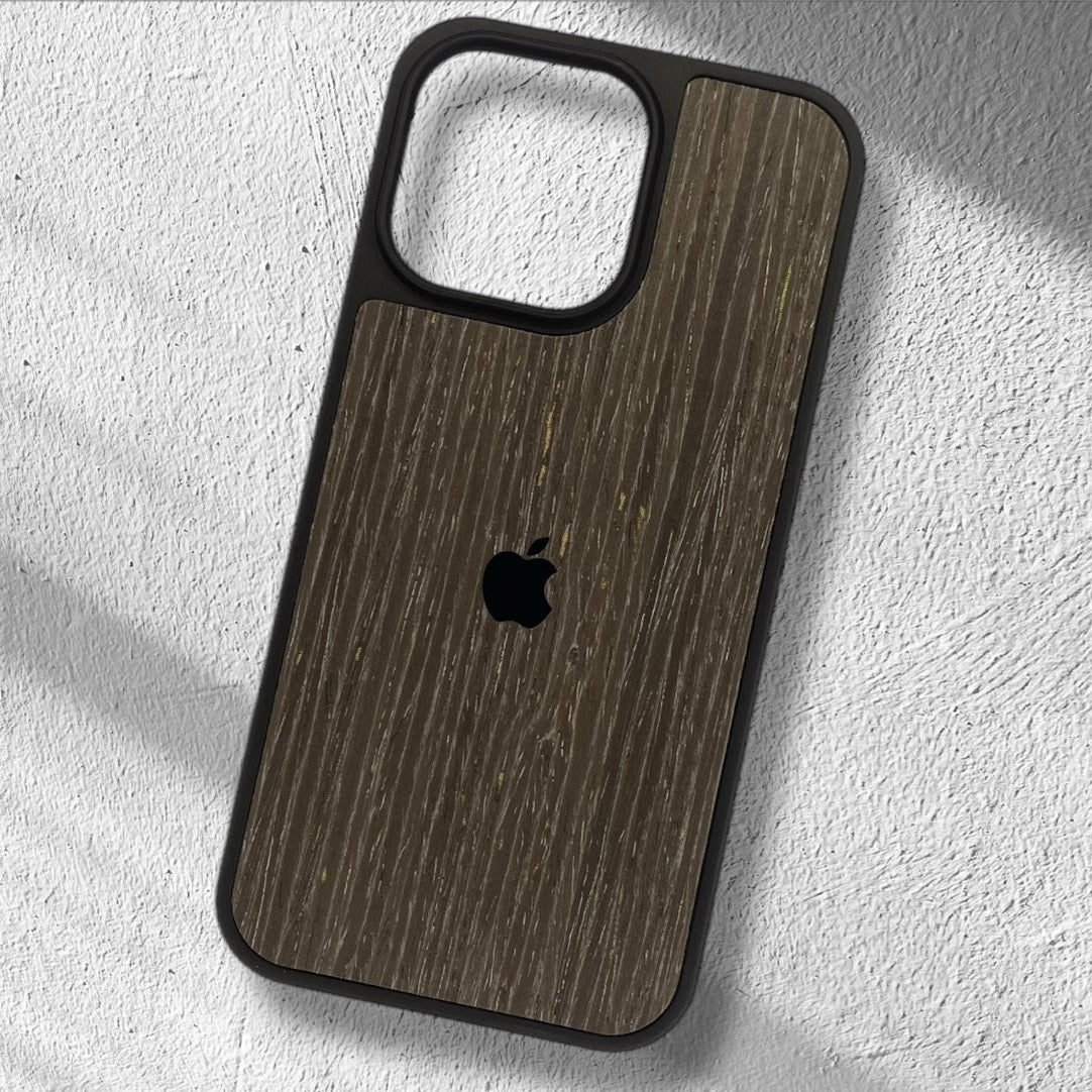 Premium Side Soft Back Hard Wooden Texture Logo Protective Case For iPhone 14 Pro Max