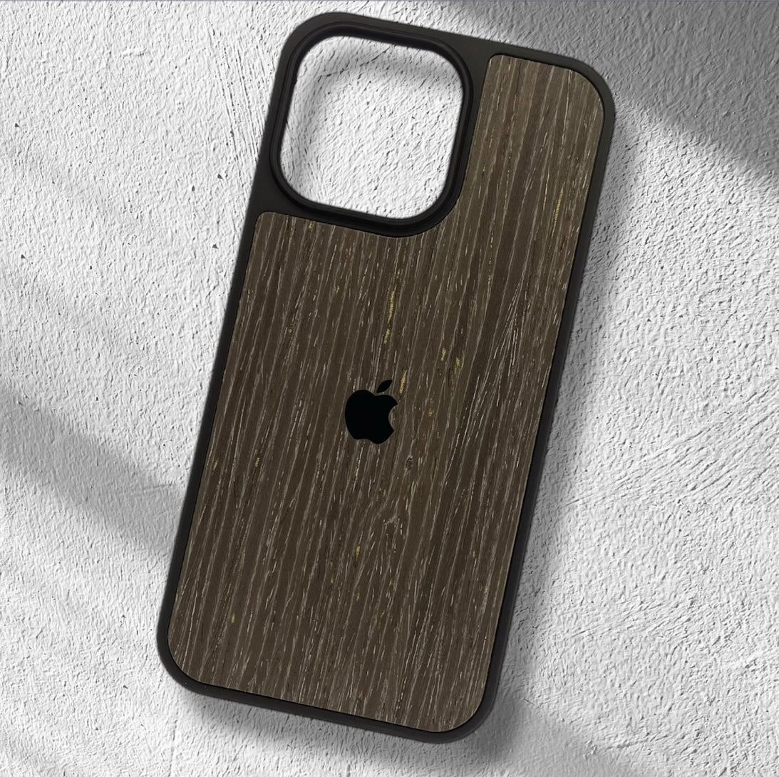 Premium Side Soft Back Hard Wooden Texture Logo Protective Case For iPhone 14 Plus