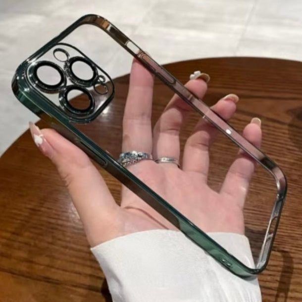 Premium Side Chrome Transparent Case With Camera Protection For iPhone 14 Plus