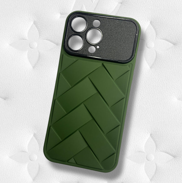 Premium Soft Silicon Cross Cut Protective Case With Camera Protection For iPhone 15 Pro