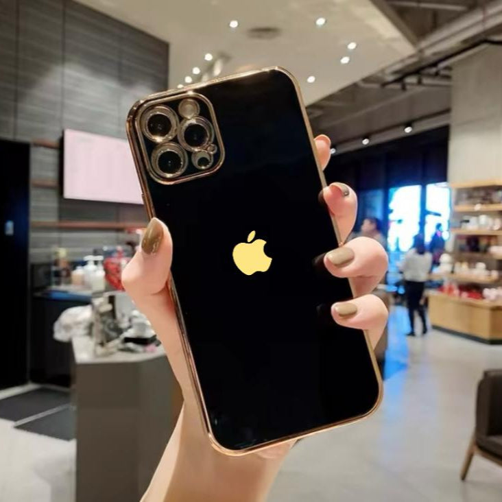Premium Silicon Chrome Protective Case With Camera Protection For iPhone 12