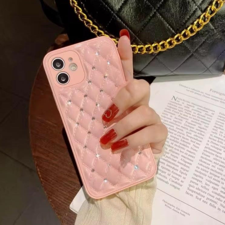 Premium Glossy White Diamond Protective Case With Camera Protection For iPhone 12