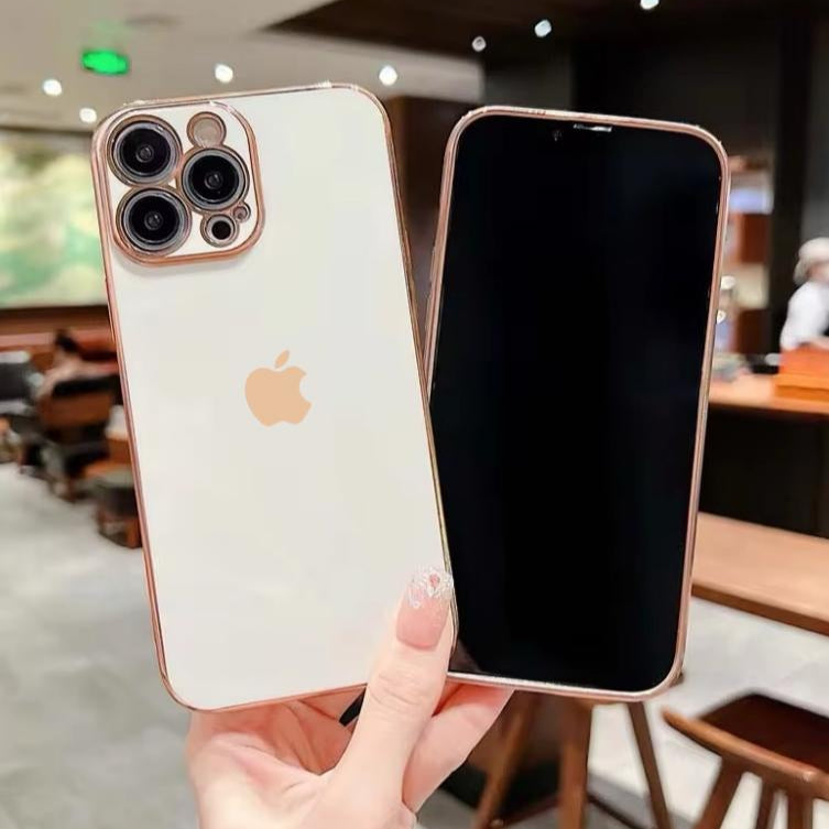 Premium Silicon Chrome Protective Case With Camera Protection For iPhone 12