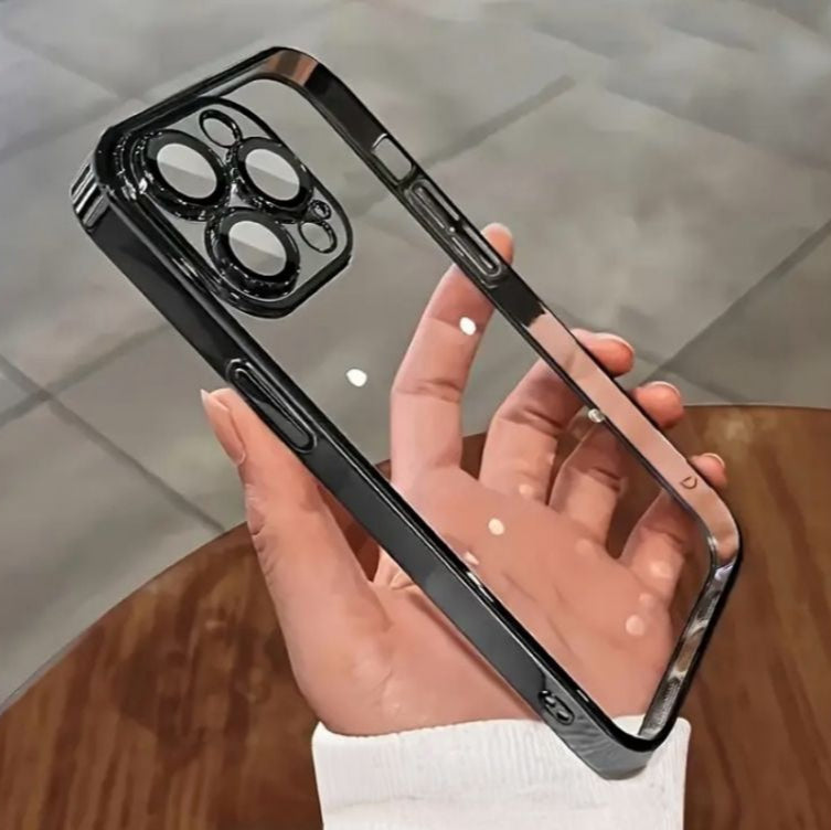 Premium Chrome Transparent Protective Case With Camera Protection For iPhone 12 Pro