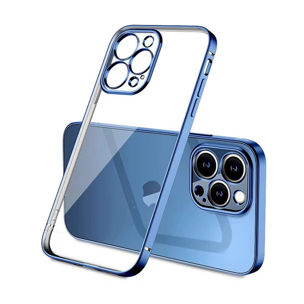 Premium Chrome Transparent Protective Case With Camera Protection For iPhone 12 Pro Max