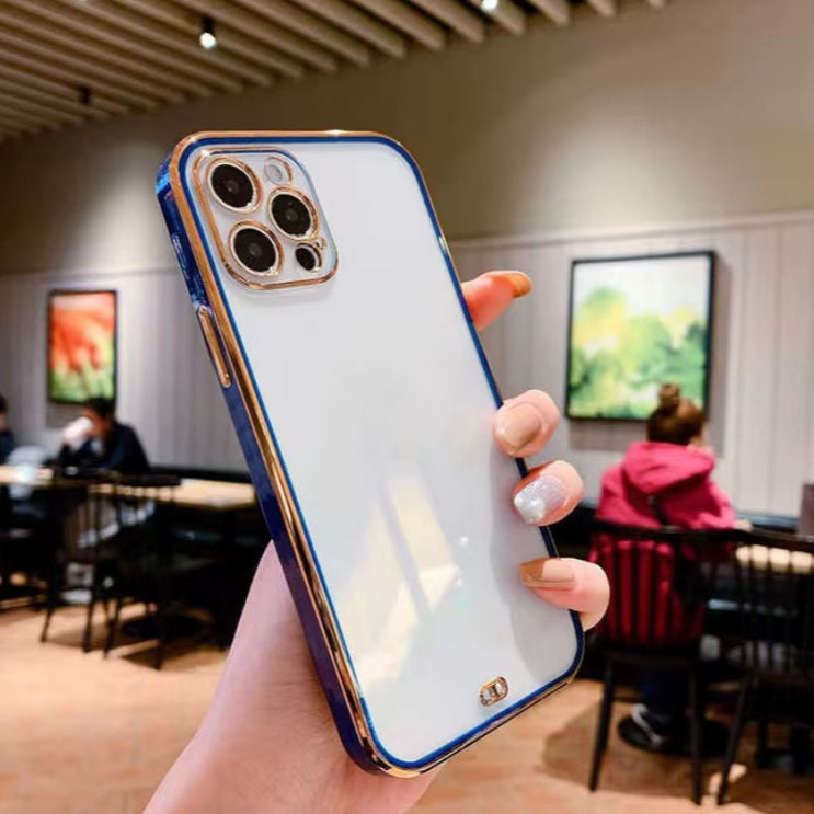 Premium Chrome Transparent Protective Case With Camera Protection For iPhone 12 Pro Max