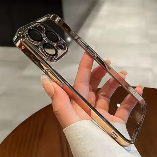 Premium Chrome Transparent Protective Case With Camera Protection For iPhone 13/14