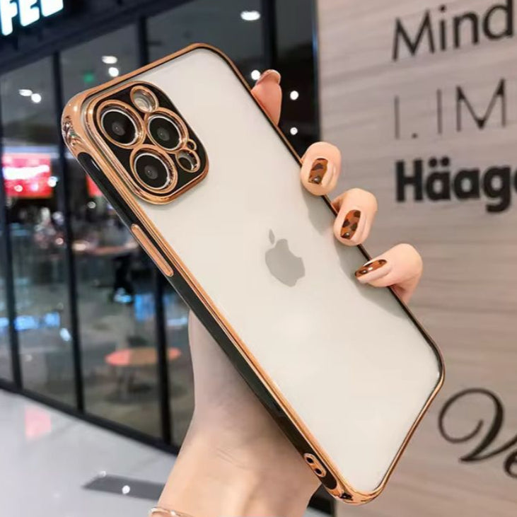 Premium Chrome Transparent Protective Case With Camera Protection For iPhone 13 Mini