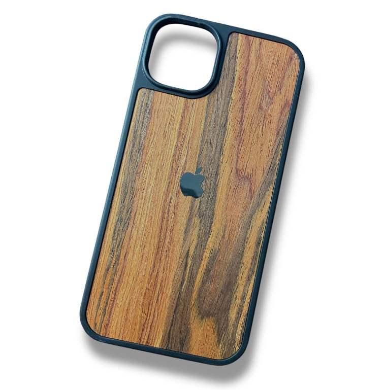 Premium Side Soft Back Hard Wooden Texture Logo Protective Case For iPhone 14 Plus
