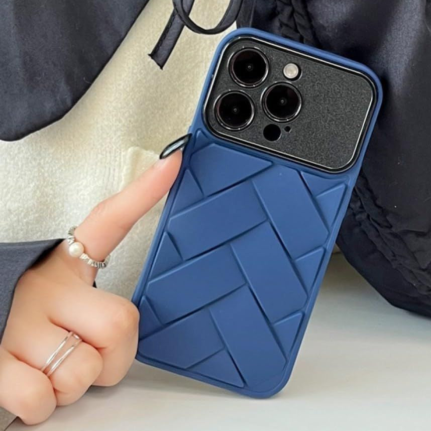 Premium Soft Silicon Cross Cut Protective Case With Camera Protection For iPhone 15 Pro