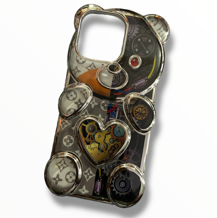 Premium Chrome Teddy Bear Protective Case For iPhone 15 Pro Max