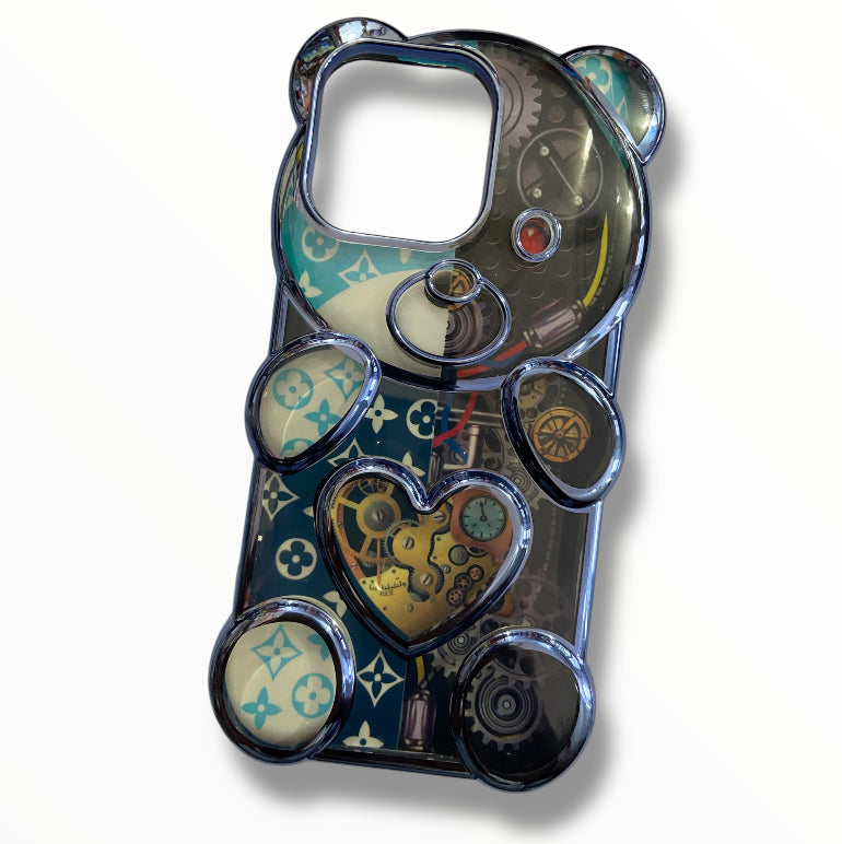 Premium Chrome Teddy Bear Protective Case For iPhone 15 Pro Max