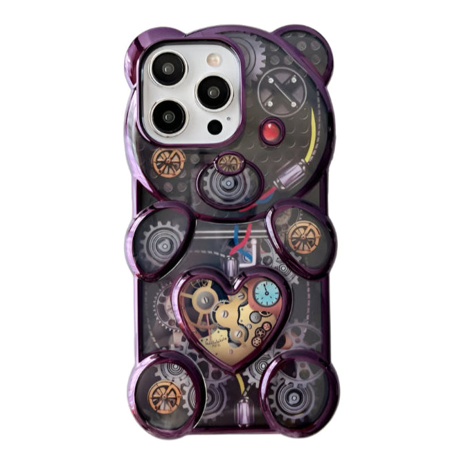 Premium Chrome Teddy Bear Protective Case For iPhone 15 Pro