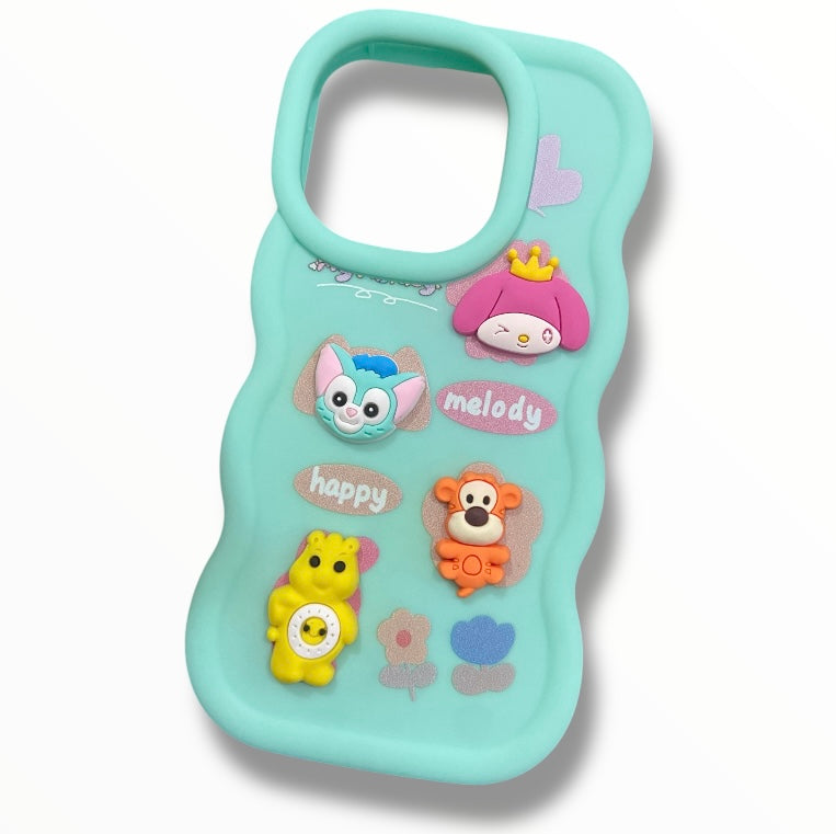 Premium Silicon Matte Cartoon Embossed Protective Case For iPhone 15 Pro