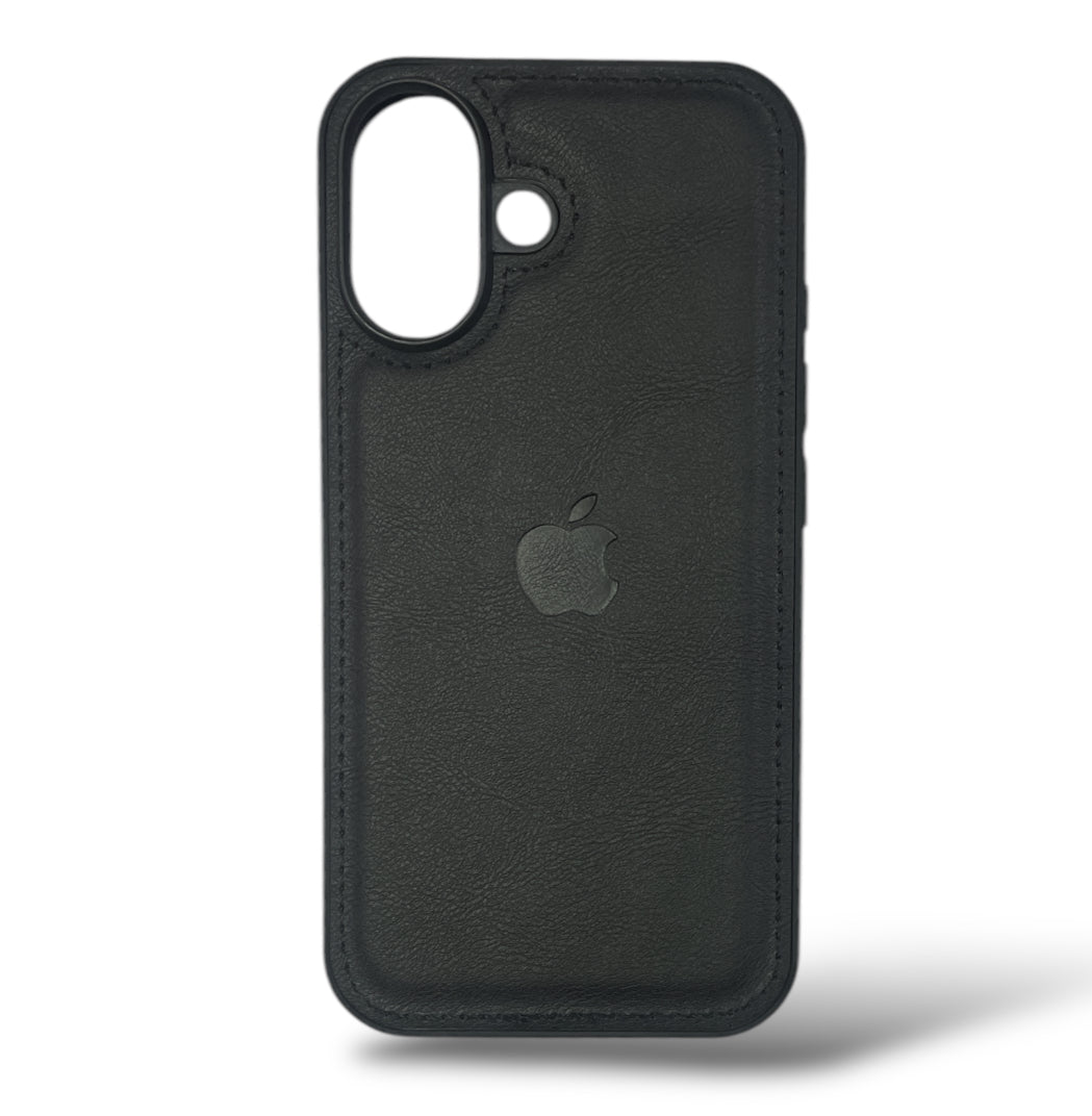 Premium Leather Logo Protective Case With Camera Protection For iPhone 16