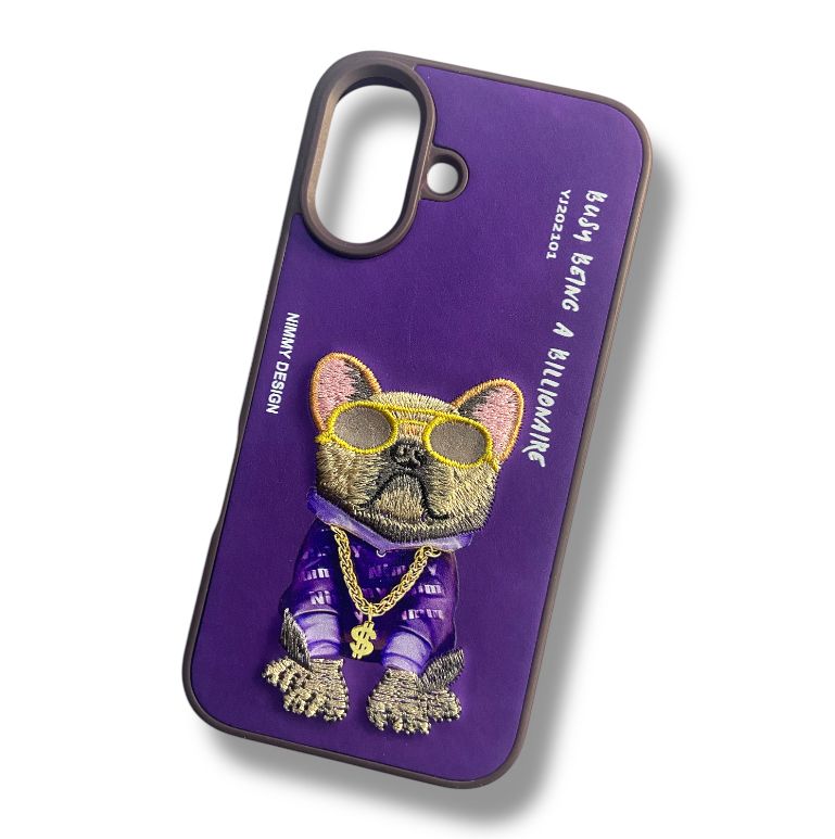 Premium Embroidered Dog Protective Case For iPhone 16