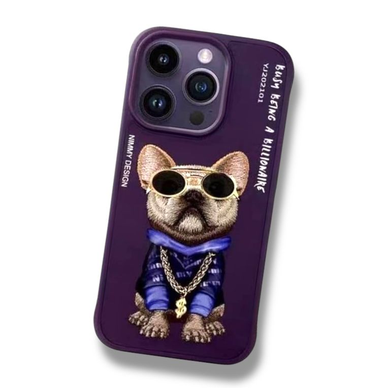 Premium Embroidered Dog Protective Case For iPhone 16 Pro