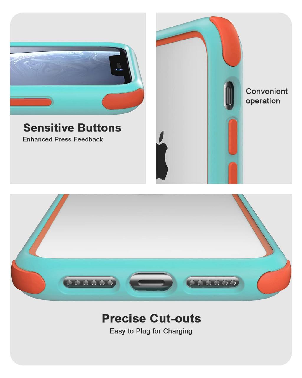 Premium Side Colour Transparent Protective Case For iPhone 11 Pro Max