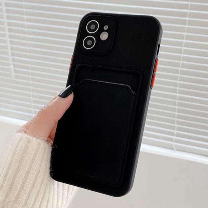 Premium Soft Silicon Card Holder Protective Case With Camera Protection For iPhone 12