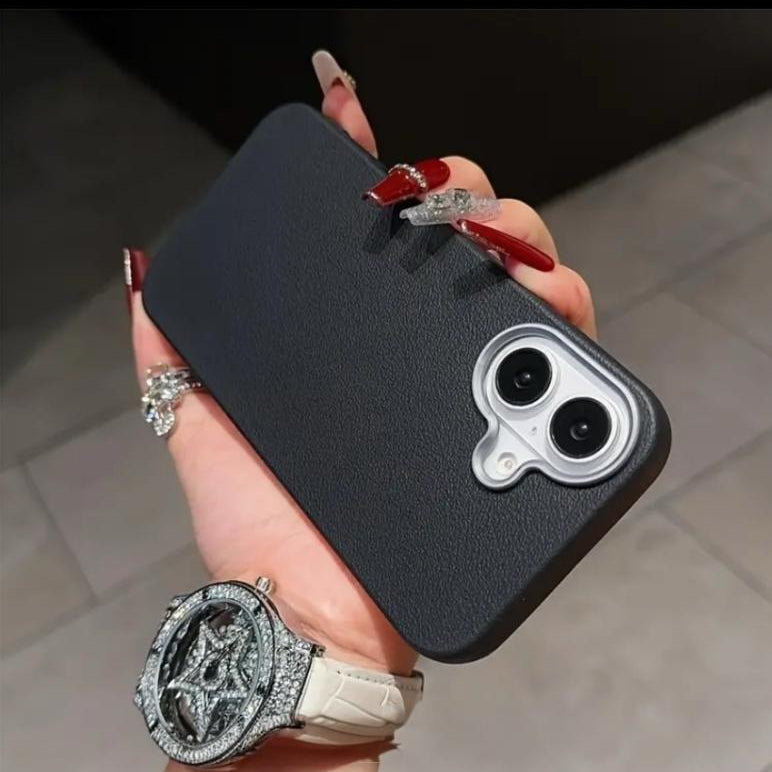 Premium Soft Silicon Leather Feel Protective Case For iPhone 16 Plus