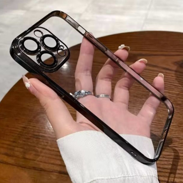 Premium Side Chrome Transparent Case With Camera Protection For iPhone 14 Plus