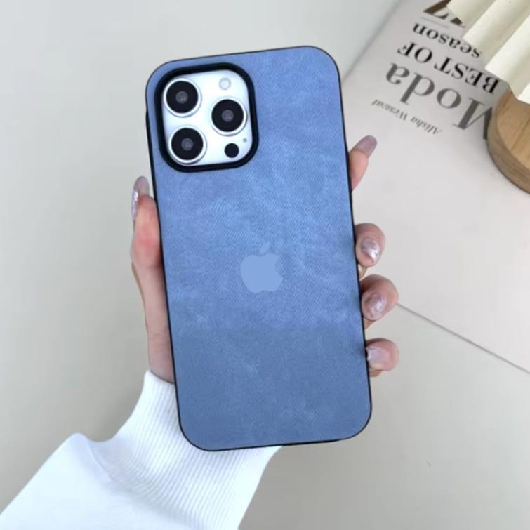 Premium Denim Fabric Logo Protective Case For iPhone 14 Pro