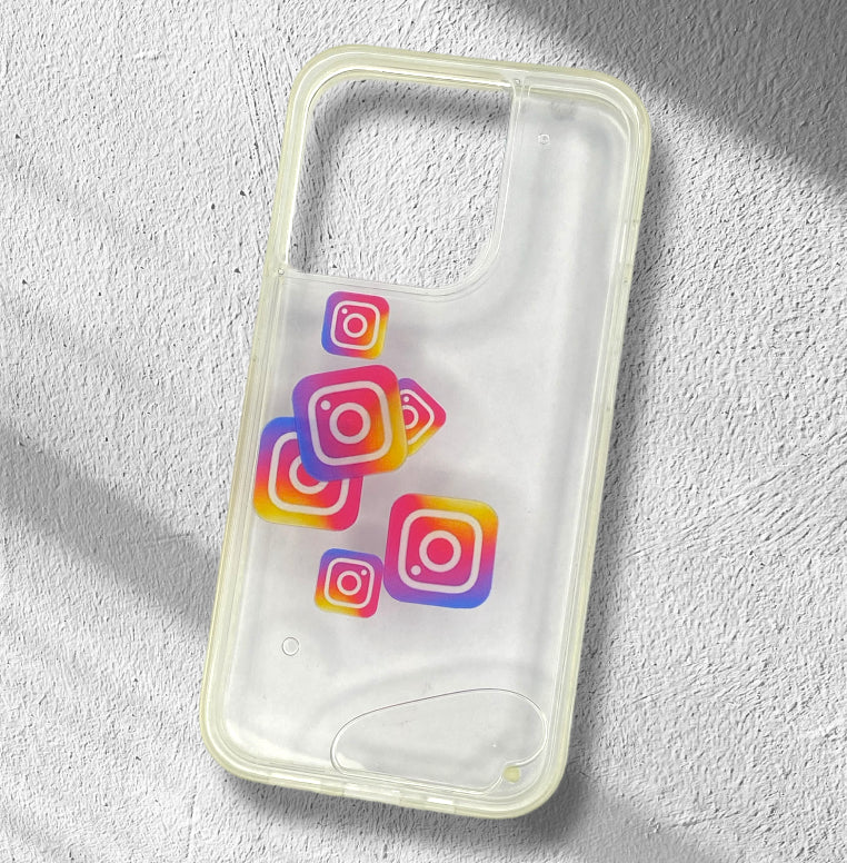 Premium Transparent Protective Case With Floating Instagram App Icons For iPhone 14 Pro