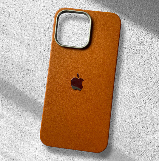 Premium Soft Leather Textured Protective Logo Case For iPhone 14 Pro Max