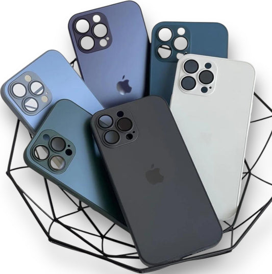 Premium Side Soft Matte Glass Logo Case With Camera Protection For iPhone 15