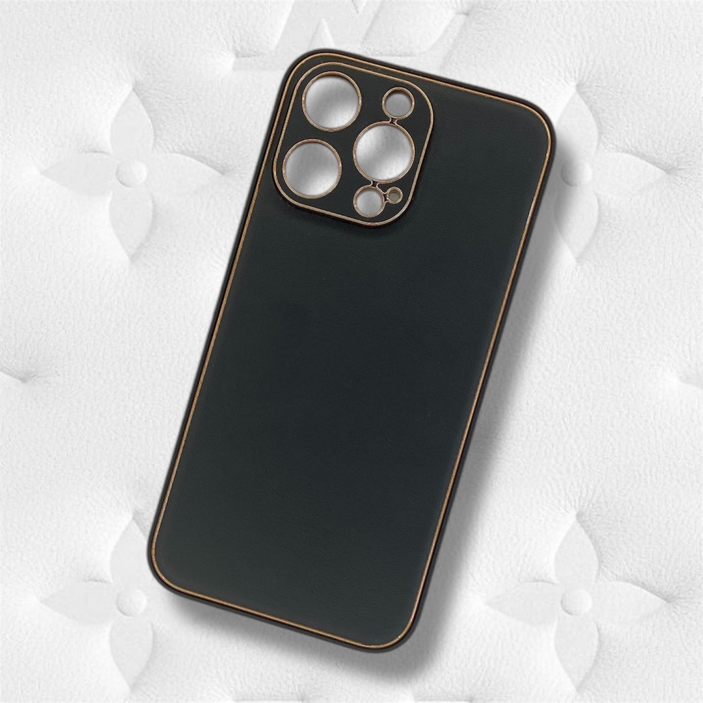 Premium Black Leather Protective Case With Camera Protection For iPhone 13 Pro