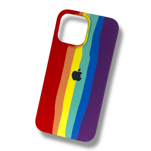 Premium Silicon Logo Case With Rainbow Design For iPhone 13 Pro Max
