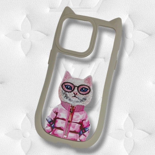 Premium Girlish Cat Printed Case For iPhone 13 Pro