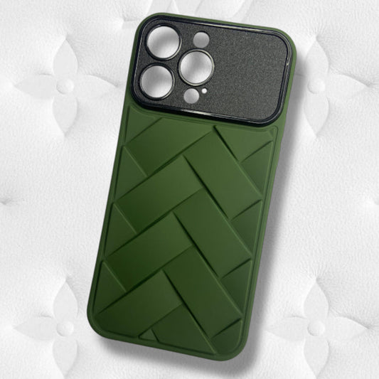 Premium Soft Silicon Cross Cut Protective Case With Camera Protection For iPhone 15 Pro Max