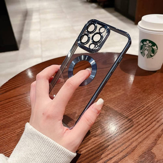 Premium Chrome Transparent Logo Cut Protective Case With Camera Protection For iPhone 12 Pro