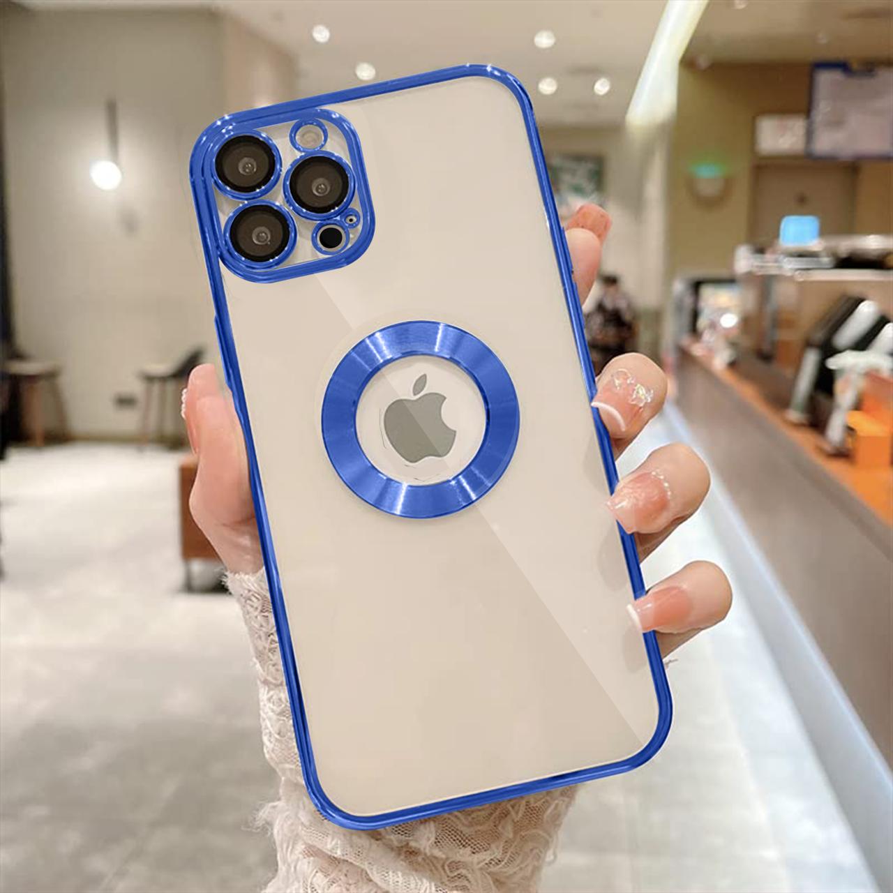 Premium Transparent Chrome Logo Cut Protective Case With Camera Protection For iPhone 12