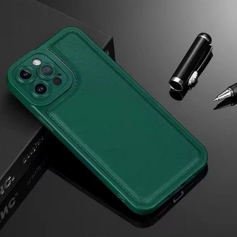 Premium Soft Silicon Leather Texture Protective Case With Camera Protection For iPhone 12