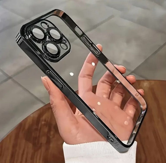 Premium Chrome Transparent Protective Case With Camera Protection For iPhone 12 Pro Max