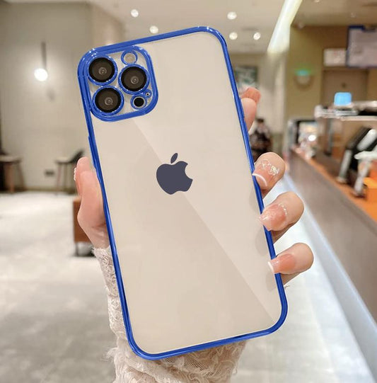 Premium Chrome Transparent Protective Case With Camera Protection For iPhone 12 Pro Max