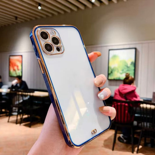 Premium Chrome Transparent Protective Case With Camera Protection For iPhone 12 Pro Max