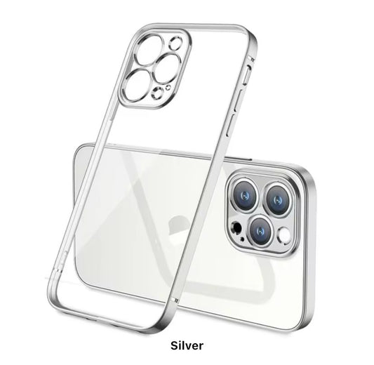 Premium Chrome Transparent Protective Case With Camera Protection For iPhone 12 Pro Max