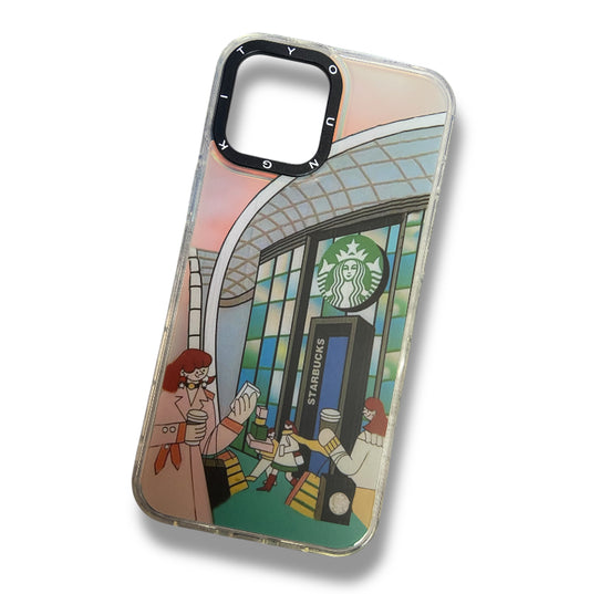Premium Dual Shade Printed Starbucks Protective Case For iPhone 12 Pro Max