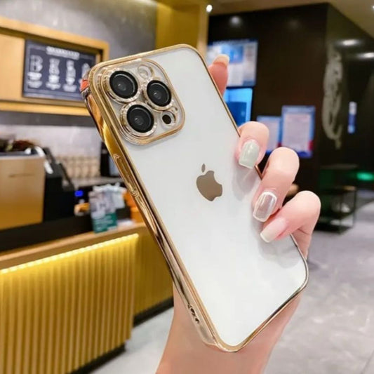 Premium Chrome Transparent Protective Case With Camera Protection For iPhone 12 Pro Max