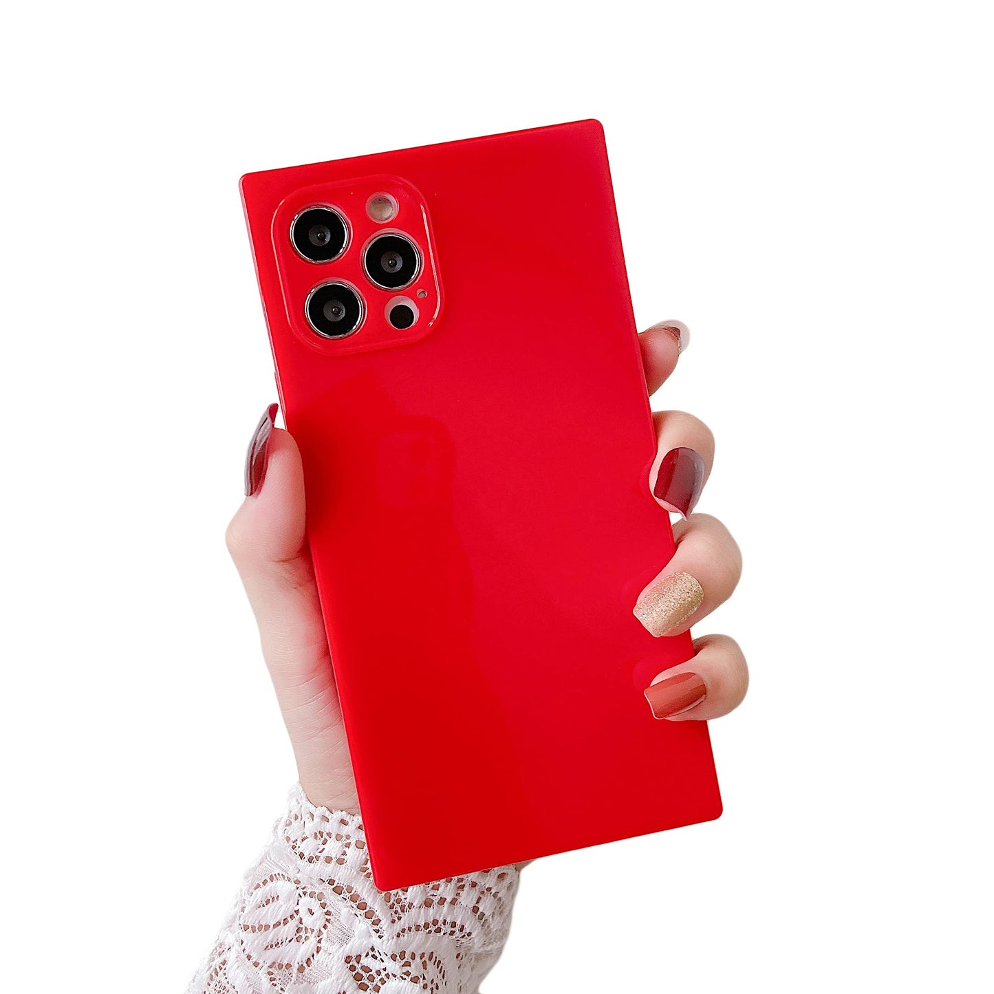 Premium Soft Silicon Square Plain Protective Case For iPhone 12 Pro