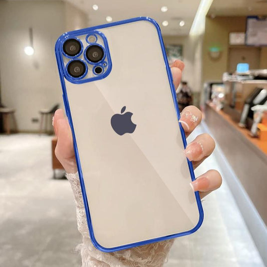 Premium Chrome Transparent Protective Case With Camera Protection For iPhone 12 Pro