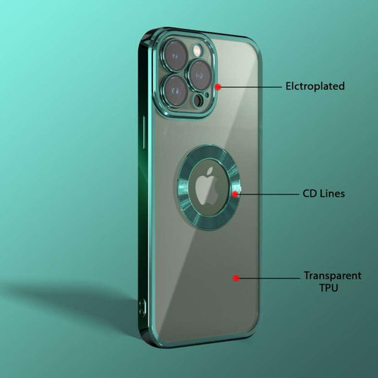 Premium Chrome Transparent Logo Cut Protective Case With Camera Protection For iPhone 12 Pro